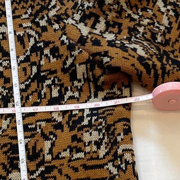 Liz Claiborne Brown/Tan Alpaca Blend Long Crew Neck Cardigan Sweater, Size L - Picture 11 of 12